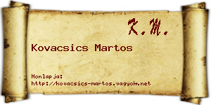 Kovacsics Martos névjegykártya